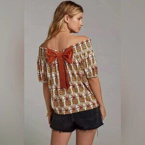 NWT Anthropologie Porridge NWT Pineapple Bow Off The Shoulder Top XS